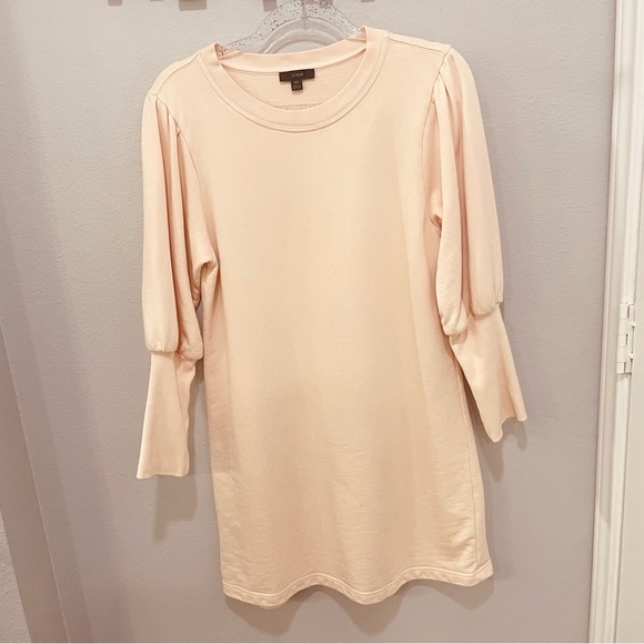 J. Crew Original Cotton Terry Puff Sleeve Sweatshirt Dress Peach Pink Size XS - Picture 6 of 6
